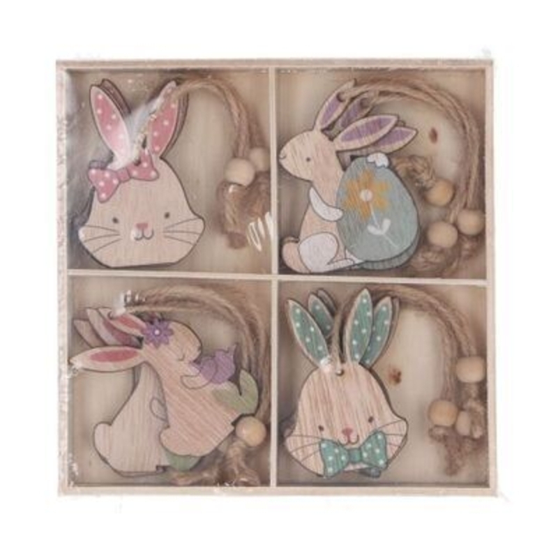 Pastel Wooden Bunny Decorations By Gisela Graham